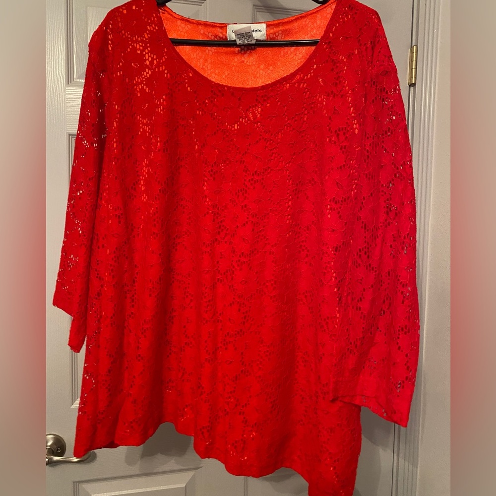 Red 3X Ladies Blouse - Picture 1 of 3